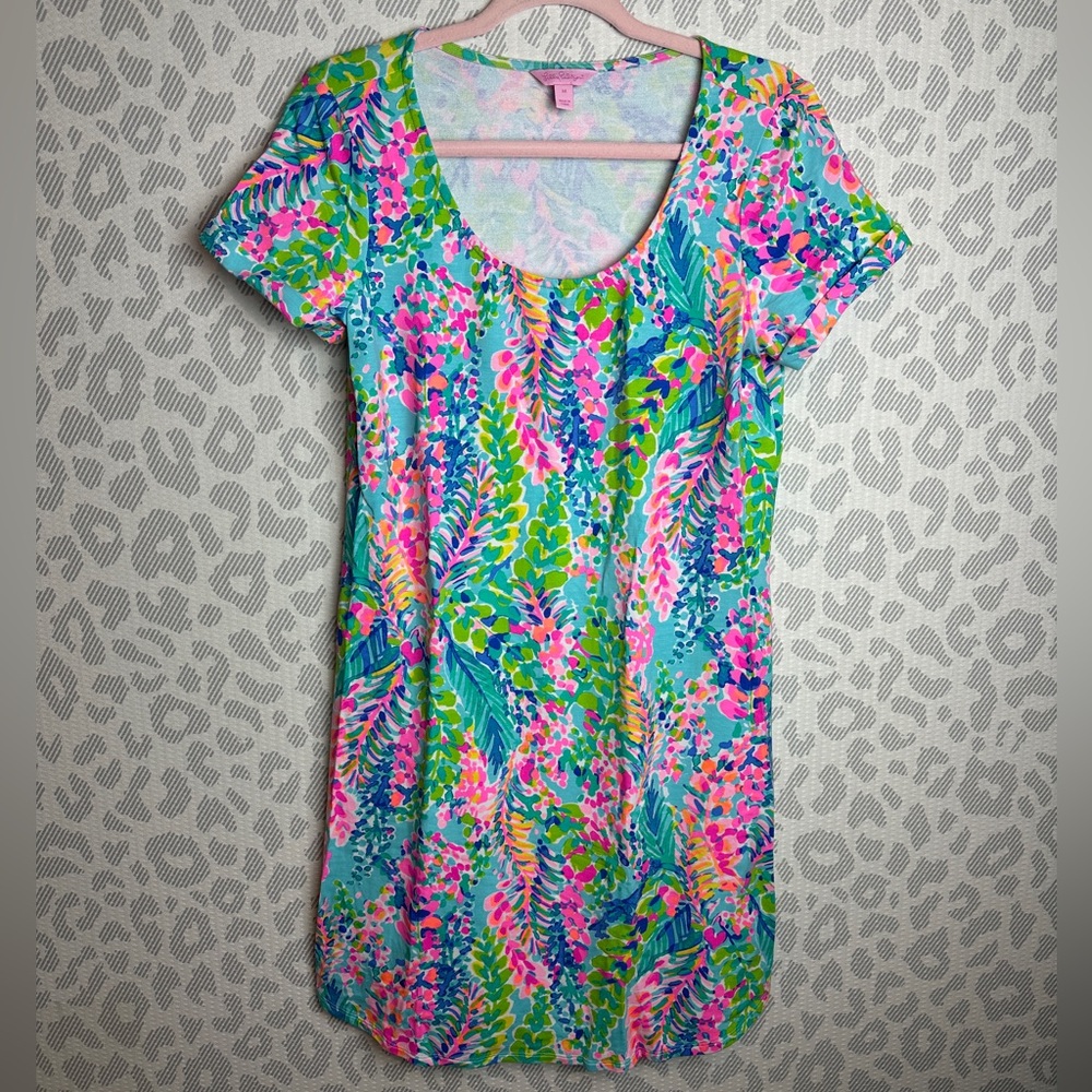 LILLY PULITZER UPF 50+ TAMMY CATCH THE WAVE SHORT SLEEVE DRESS 29495 SZ MEDIUM - Picture 1 of 10